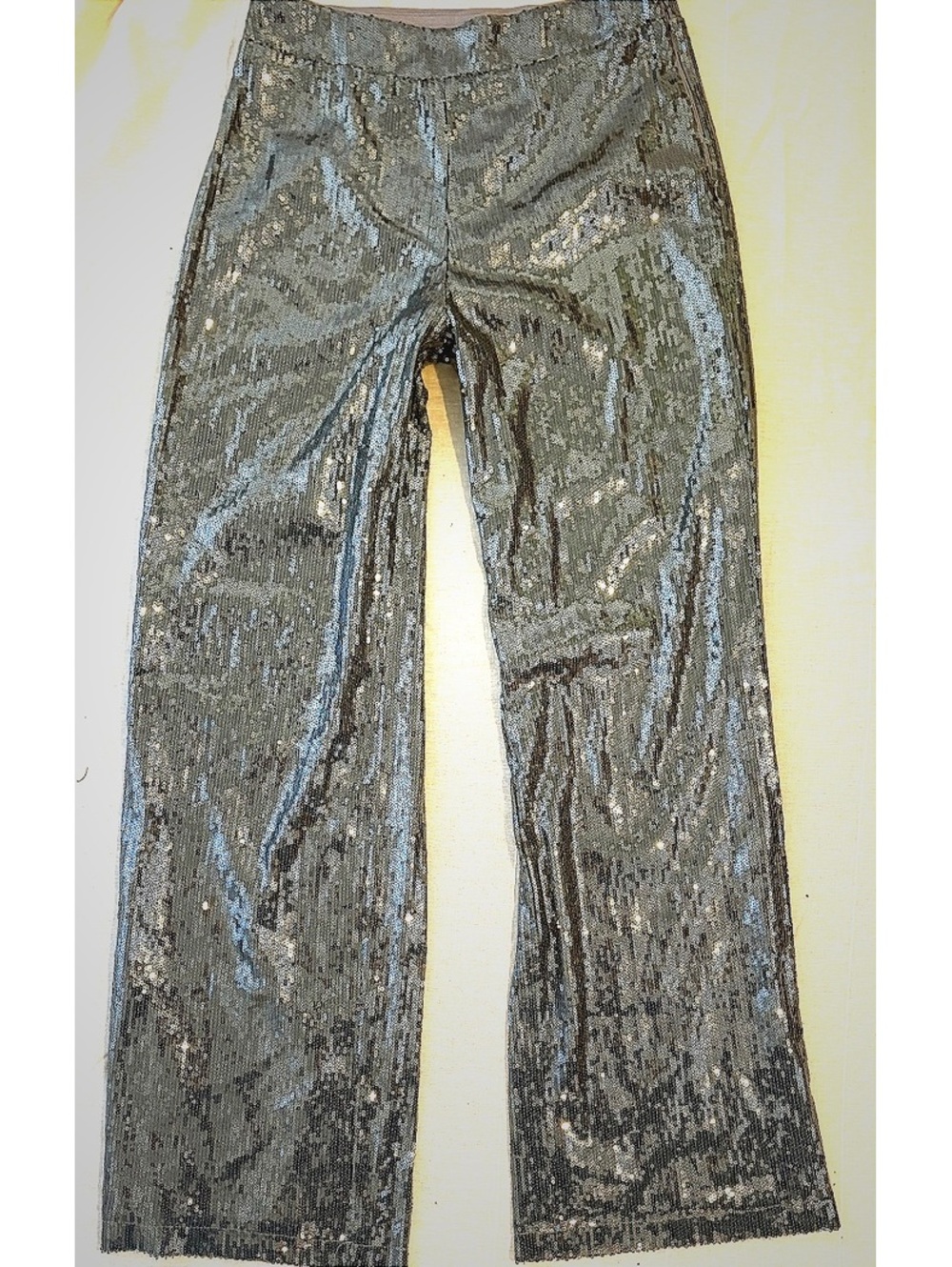 Women's Dark Silver Sequin Disco Pants Size 6 #statement #standout #concert